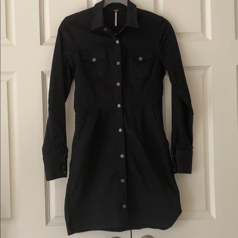 Free People Black Denim Dress